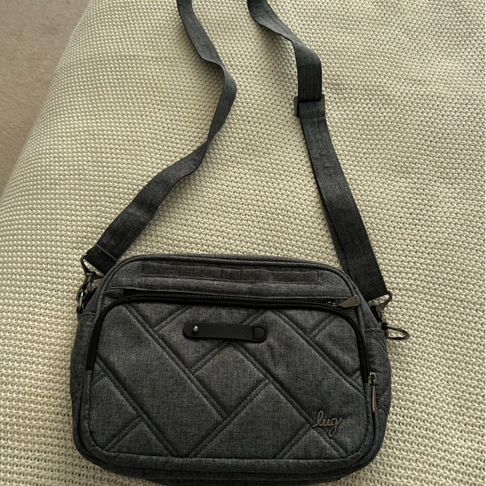 lug Dark Gray Quilted Crossbody Messenger Bag